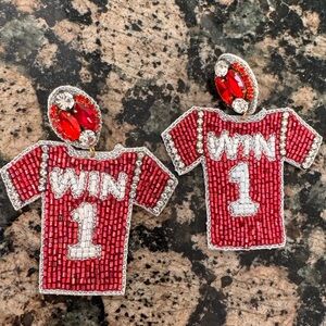 Beaded jersey sports earrings